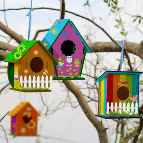 Kisston classroom craft idea with six birdhouse shapes fosters creativity and teamwork.