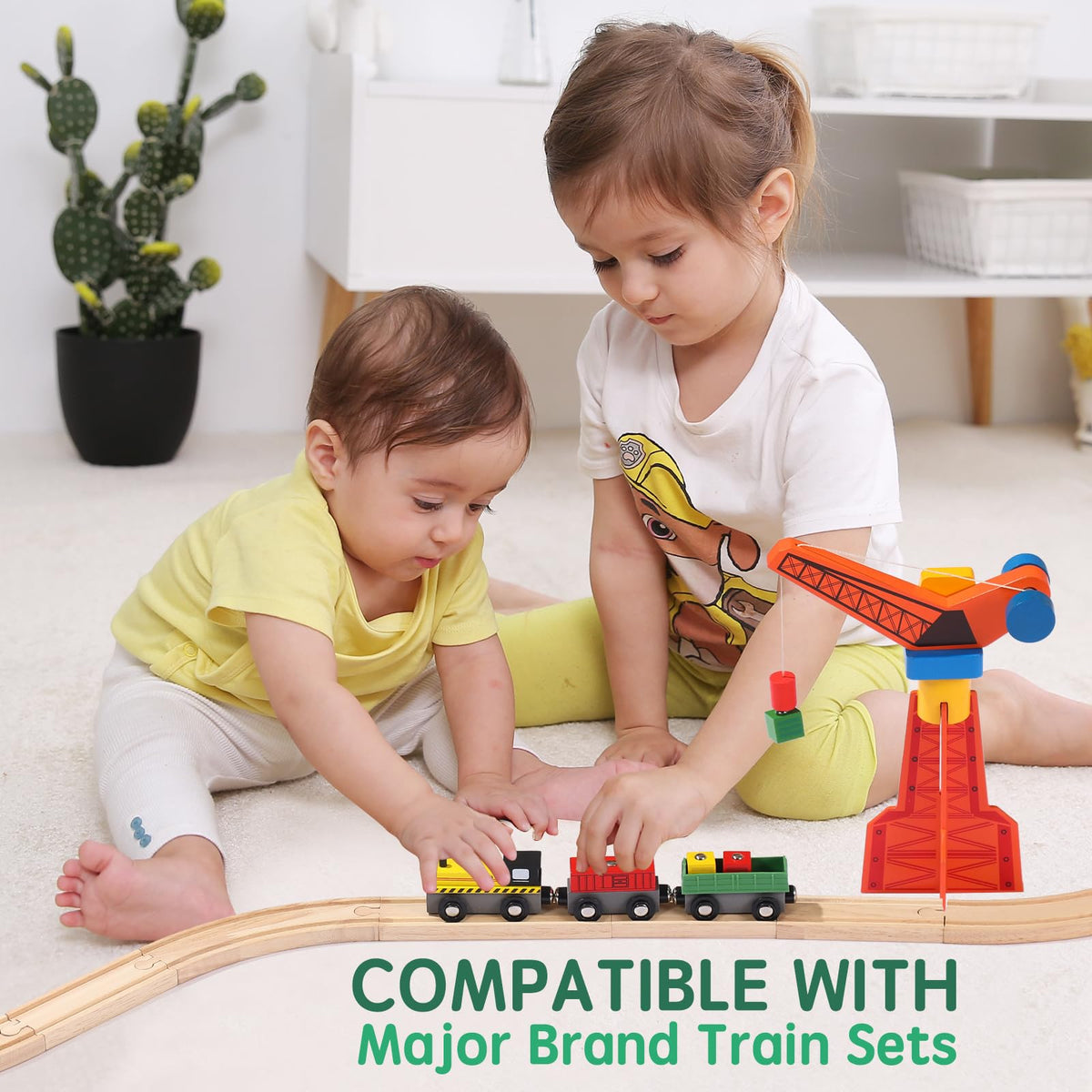 KiToyWod trains glide on smooth wooden rails for easy push-play.