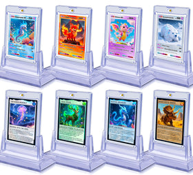 Kitoyz 8Pcs magnetic card holders with stands showcase cards clearly.