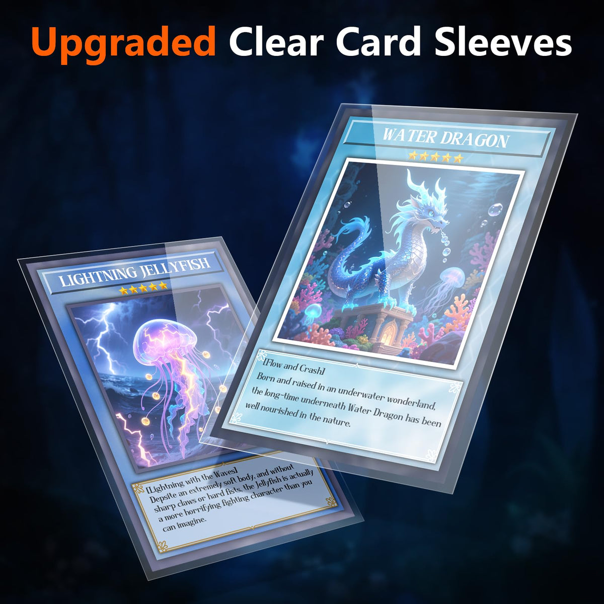 Kitoyz clear plastic sleeves shield cards during handling and storage.