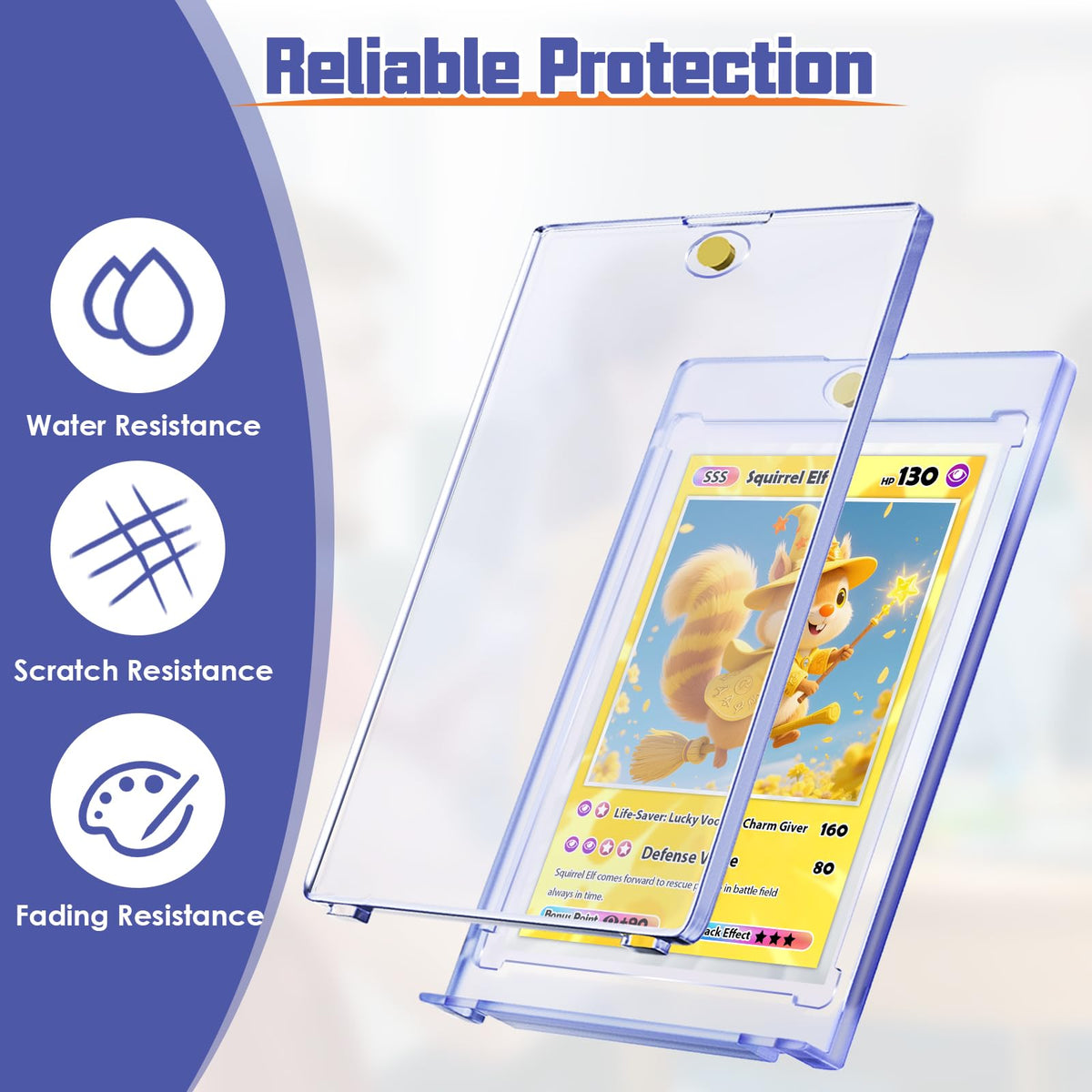 Kitoyz transparent dustproof holder keeps cards safe from dust.
