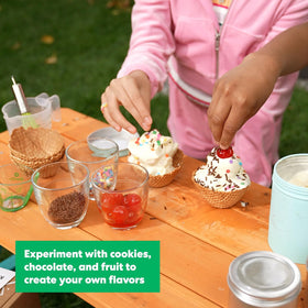 KiwiCo hands-on activity encouraging experimentation and taste-testing safe ice cream.
