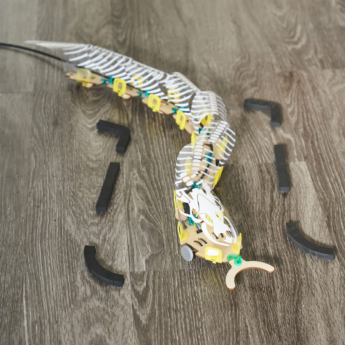 KiwiCo snake robot maze test encourages navigation skills and problem solving.