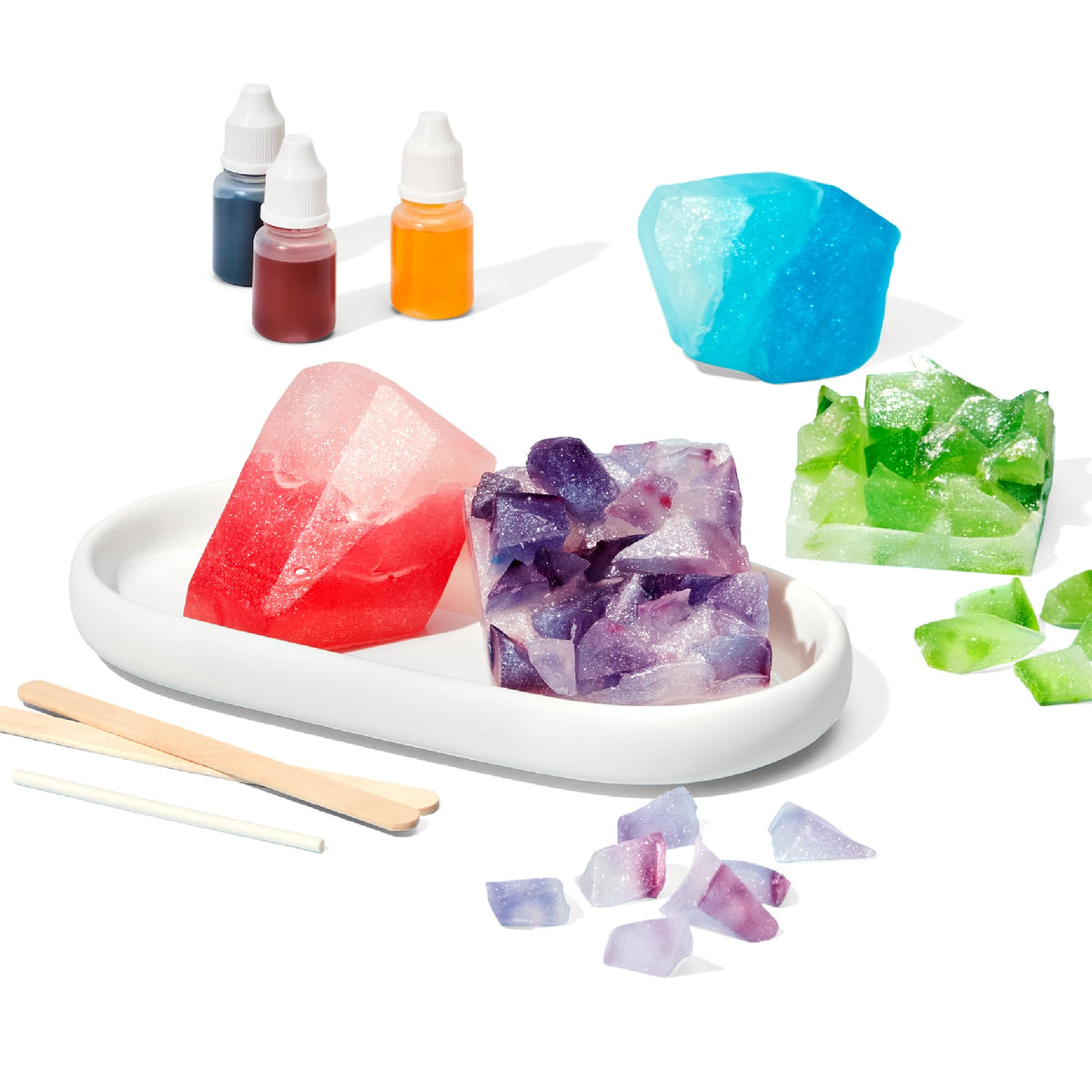 KiwiCo crystal geode mixing sticks for precise color blending