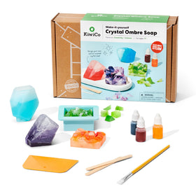 KiwiCo crystal geode soap beaker setup for hands on science exploration