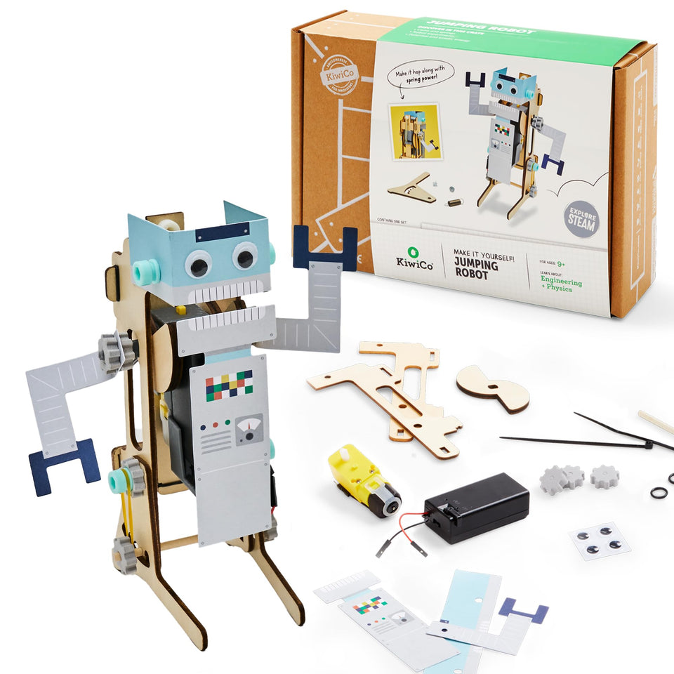 KiwiCo Jumping Robot exterior assembly allows personalized, playful body design