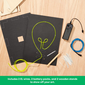 KiwiCo light-up wire art kit battery pack feature portable power for glowing signs