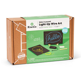 KiwiCo light-up wire art kit hang tabs shown for wall display