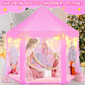 KIXINWA pink princess tent safety certification badge assures parents.