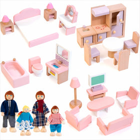 Kizfarm pink dollhouse living room furniture set for imaginative play