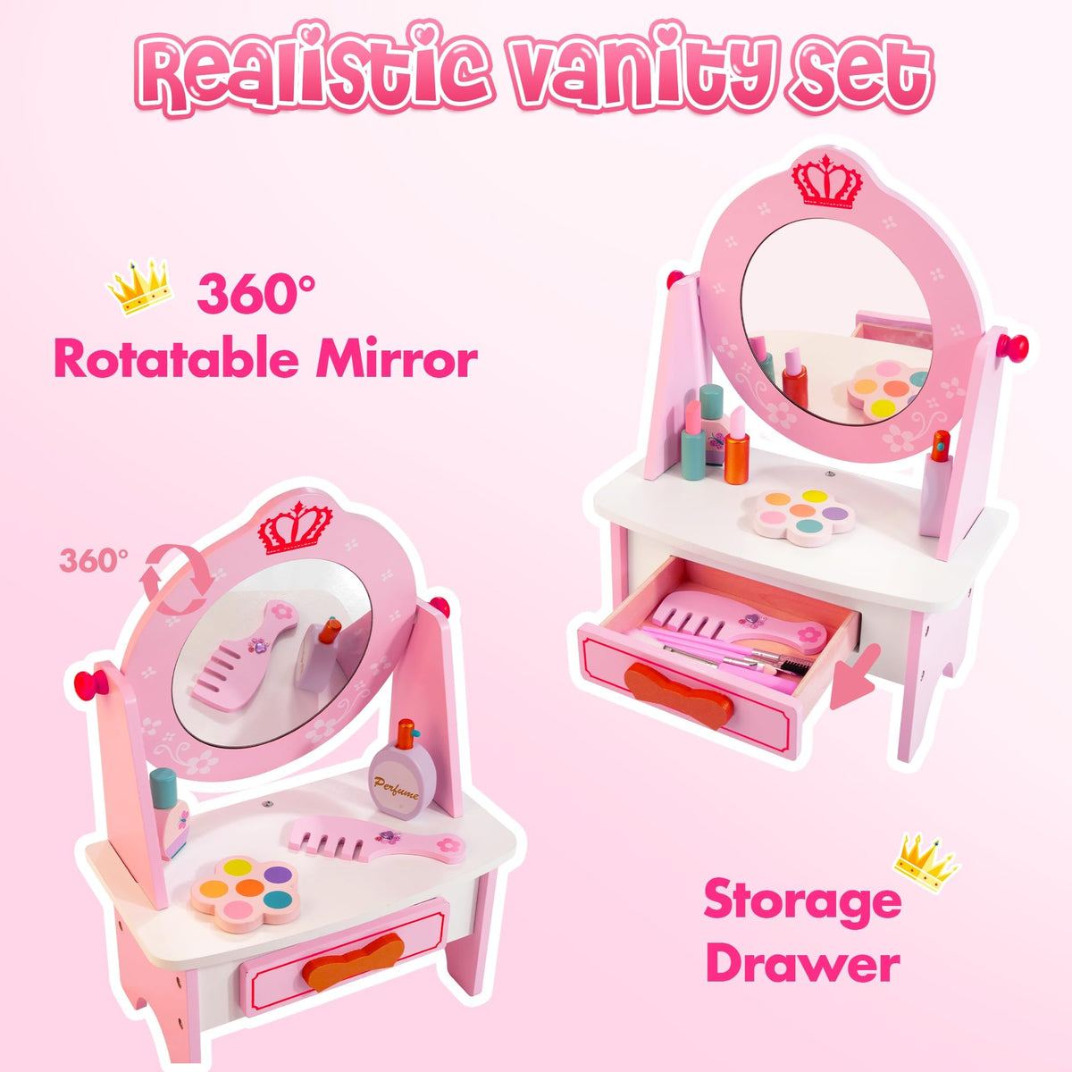 Kizfarm 360° rotating acrylic mirror for interactive dressing up