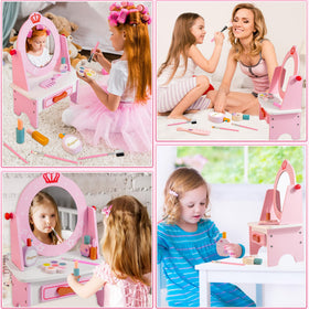 Kizfarm vanity with drawer for organized small accessories