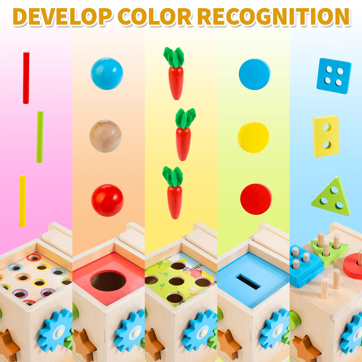 Kizfarm color matching sticks boost color recognition through interactive activity.