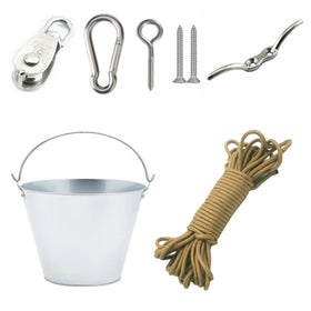 Kizihaus treehouse pulley kit with wide bucket for simple toy transport