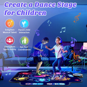 KIZJORYA dance mat uses 4 AA batteries for cordless fun.
