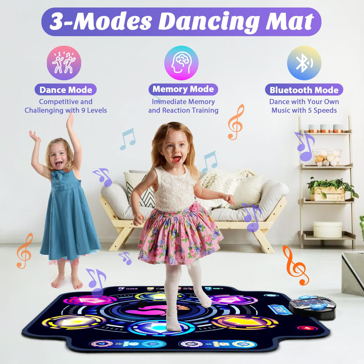 KIZJORYA dance mat oversized 39x41 inches supports group play.