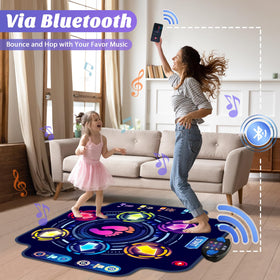 KIZJORYA dance mat waterproof vinyl cleans up easily.