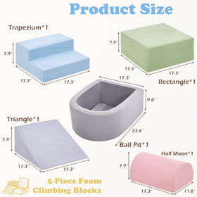 Child climbs foam blocks showing balance and coordination with KIZLAND set.