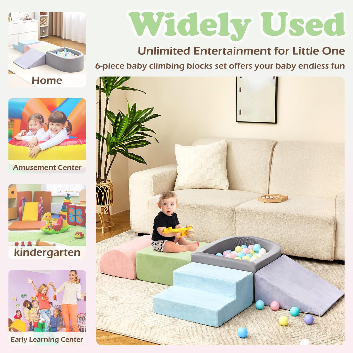 Classroom or playroom setup with KIZLAND blocks enhances collaborative learning.