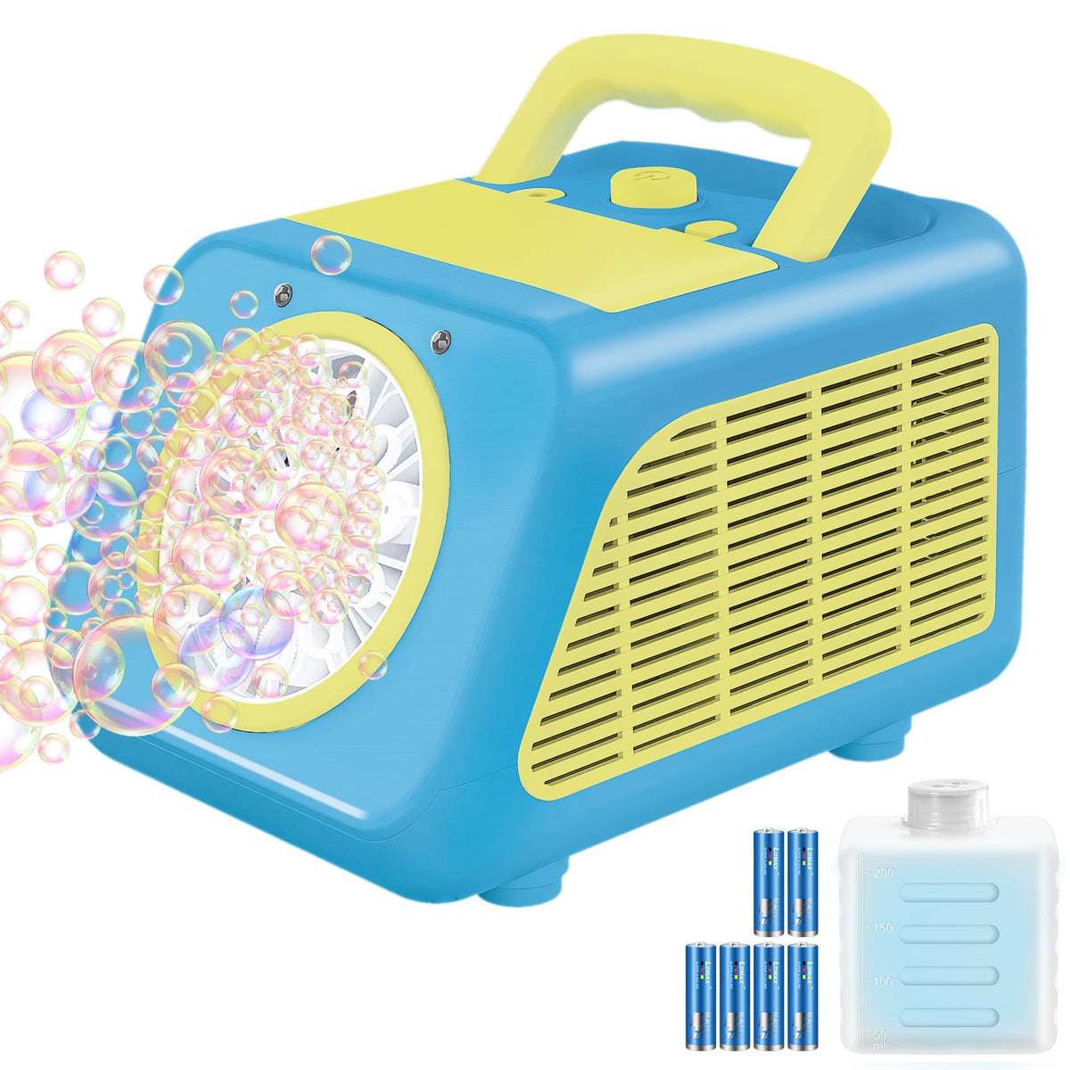 Kizmore bubble machine with leakproof design for clean indoor and outdoor use.