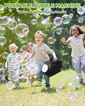 Kizmore indoor-outdoor bubble blower works at parties or picnics