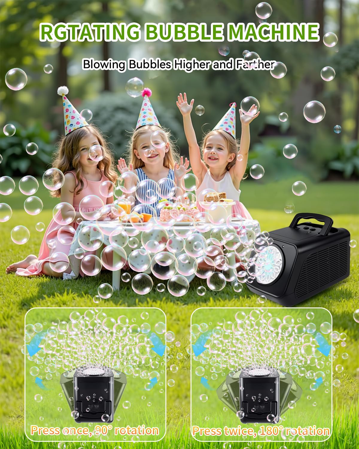 Kizmore portable bubble machine is lightweight and easy to move