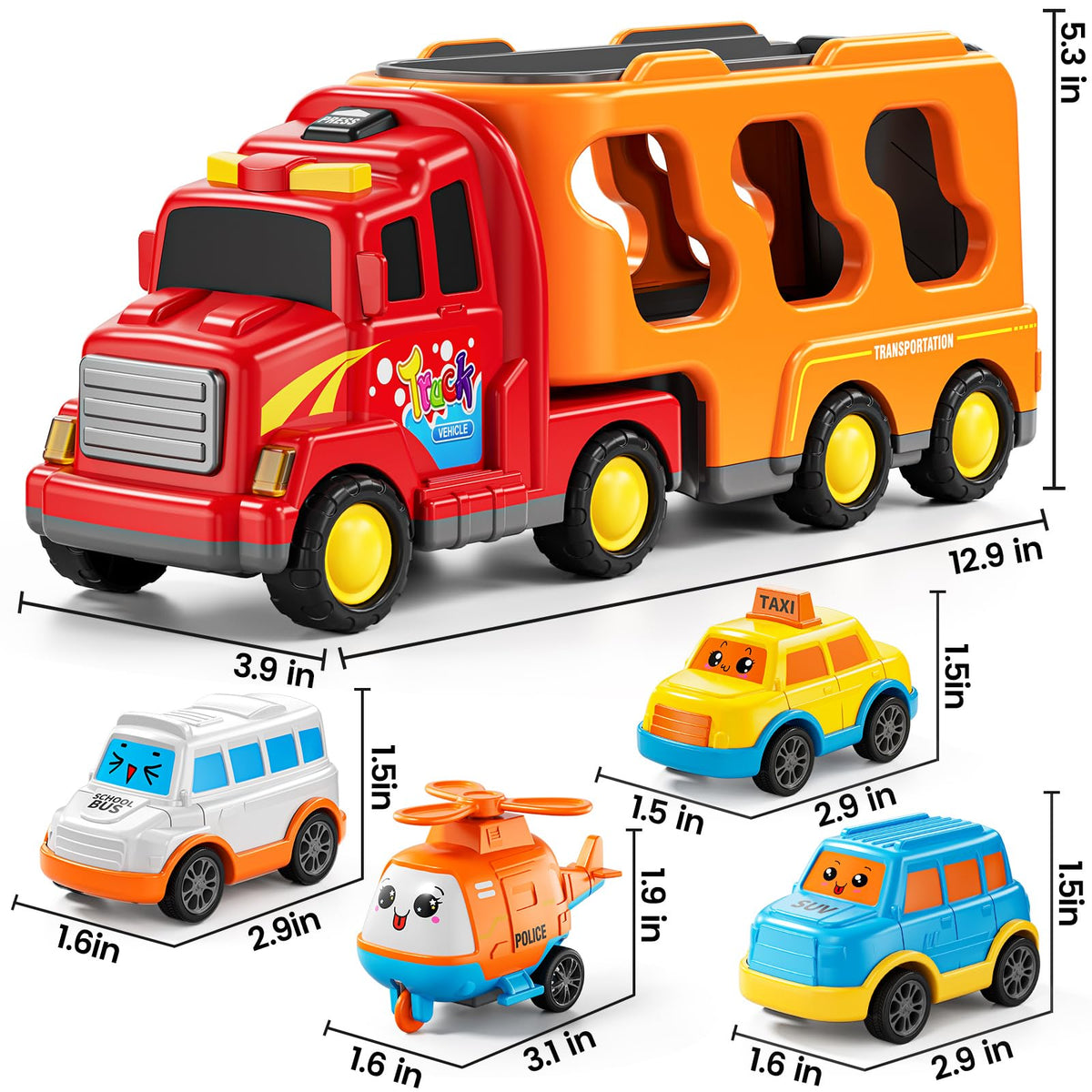 KIZONLY 5-in-1 trucks tailgate-open feature enhances loading play