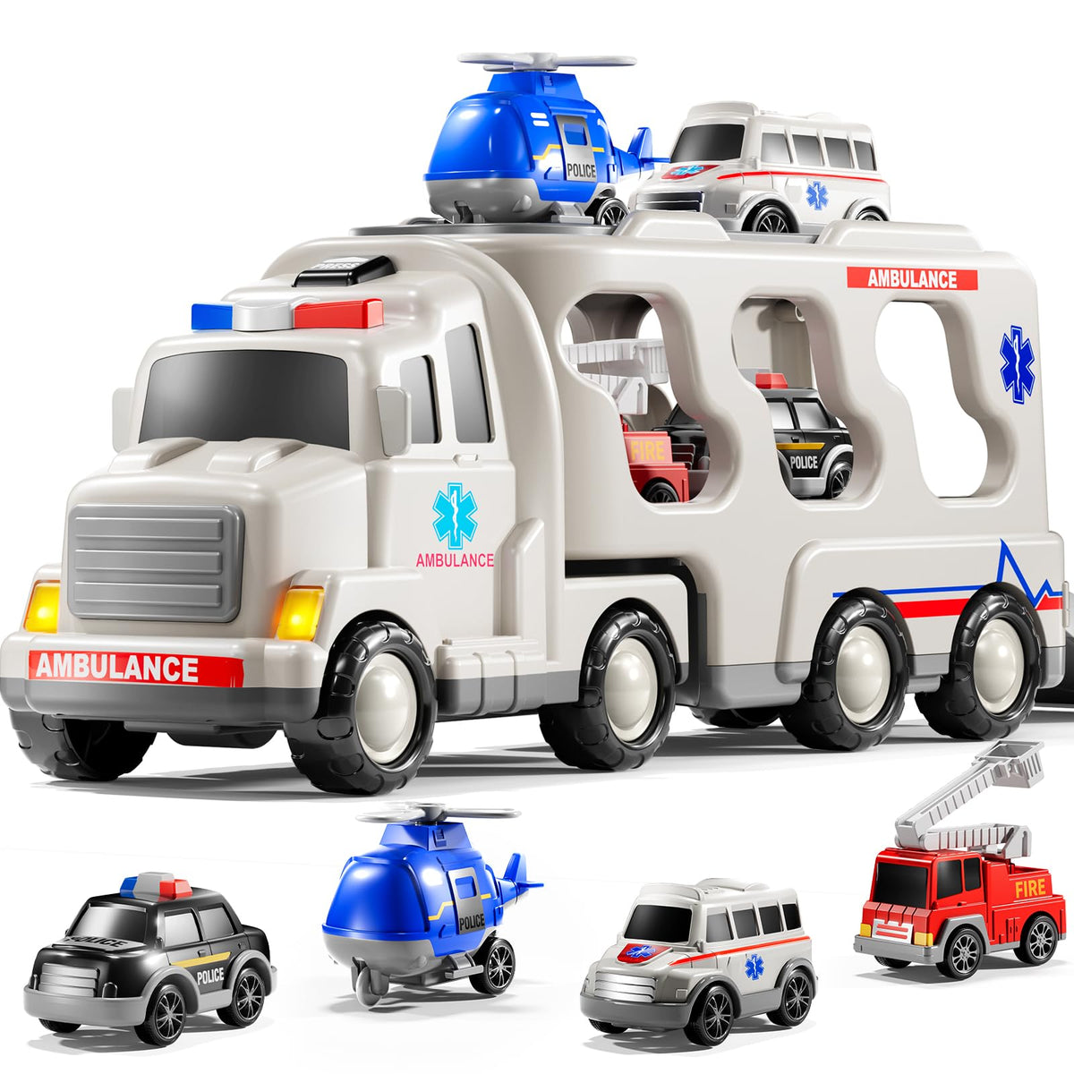 KIZONLY ambulance truck set front view sparks imaginative play for kids