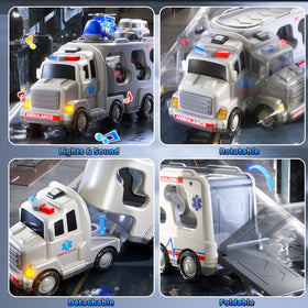 KIZONLY ambulance truck set side view supports collaborative play with friends