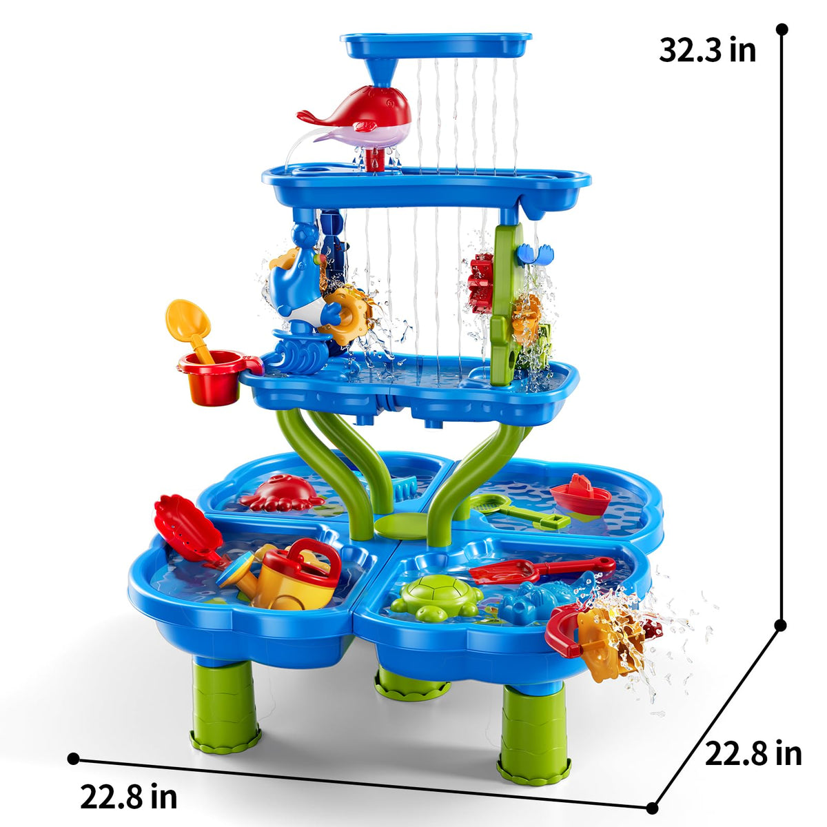 KIZONLY included bucket, molds, and watermill for interactive play.