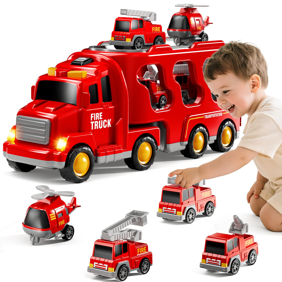 KIZONLY fire truck removable compartment supports easy cleanup.