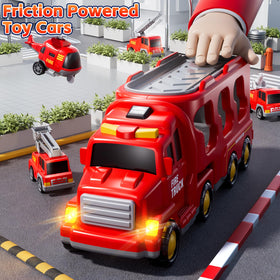 KIZONLY fire truck sprinkler image highlights storage and light features.