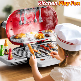 KIZONLY Kids Grill Playset backyard scene with kids playing