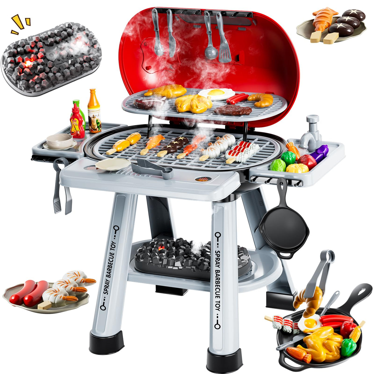 KIZONLY Kids Grill Playset front view outdoors for imaginative play
