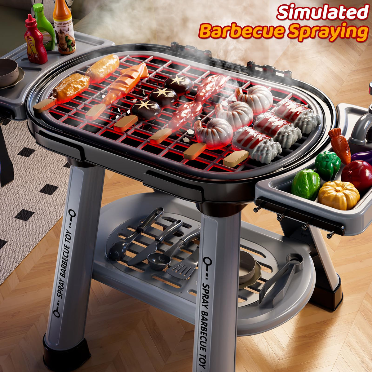 KIZONLY Kids Grill Playset smoke and lights for engaging ambiance