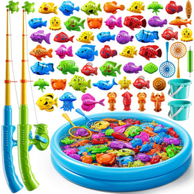 KIZONLY magnet fishing game front view shows inviting colorful fish for cooperative play