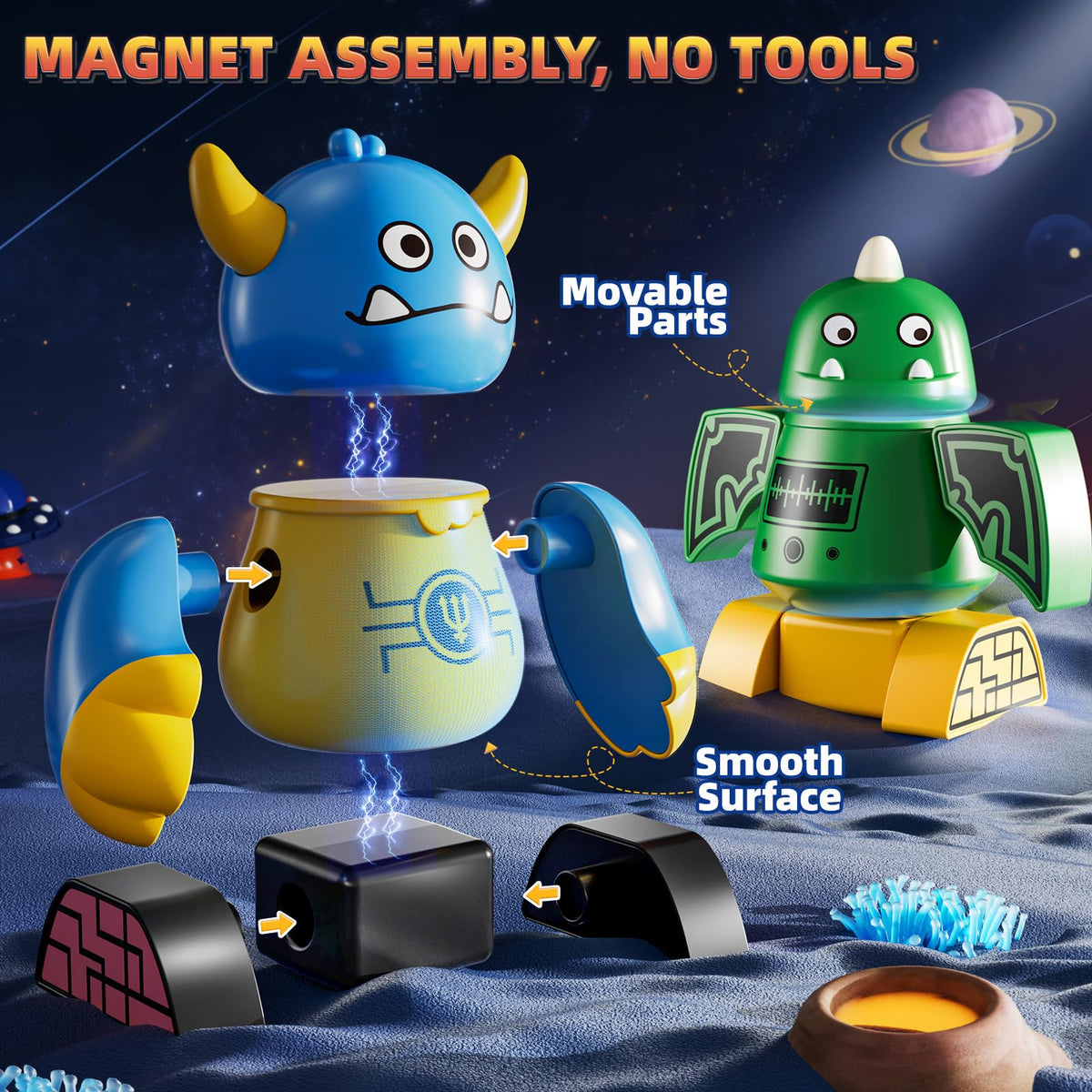 KIZONLY rotating arms feature adds motion to robot-building play.