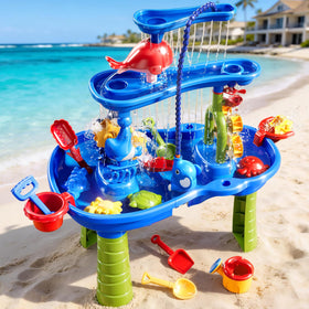 KIZONLY shovel, rake and sieve kit enhances fine motor skills during sensory play.
