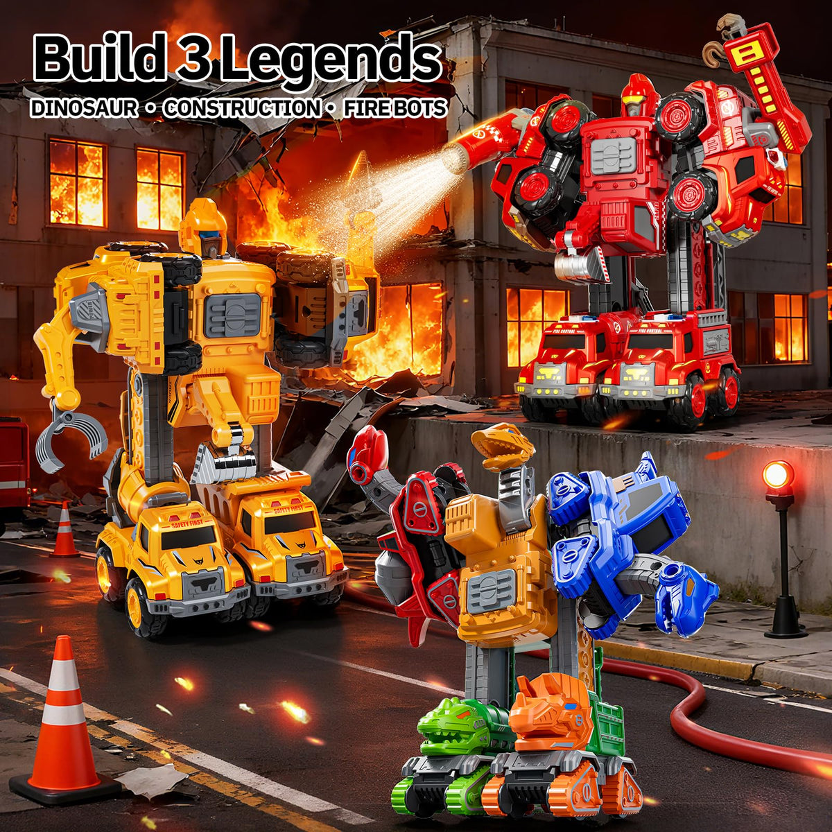 KIZONLY Transform Toys firehose truck highlights firefighting-themed play and motor skills.