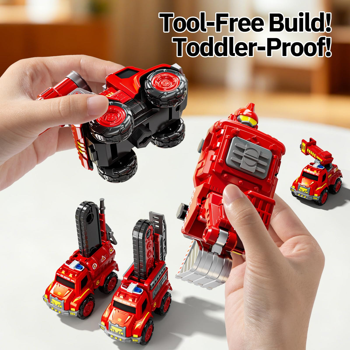 KIZONLY Transform Toys pull-back action supports quick, active play and coordination.