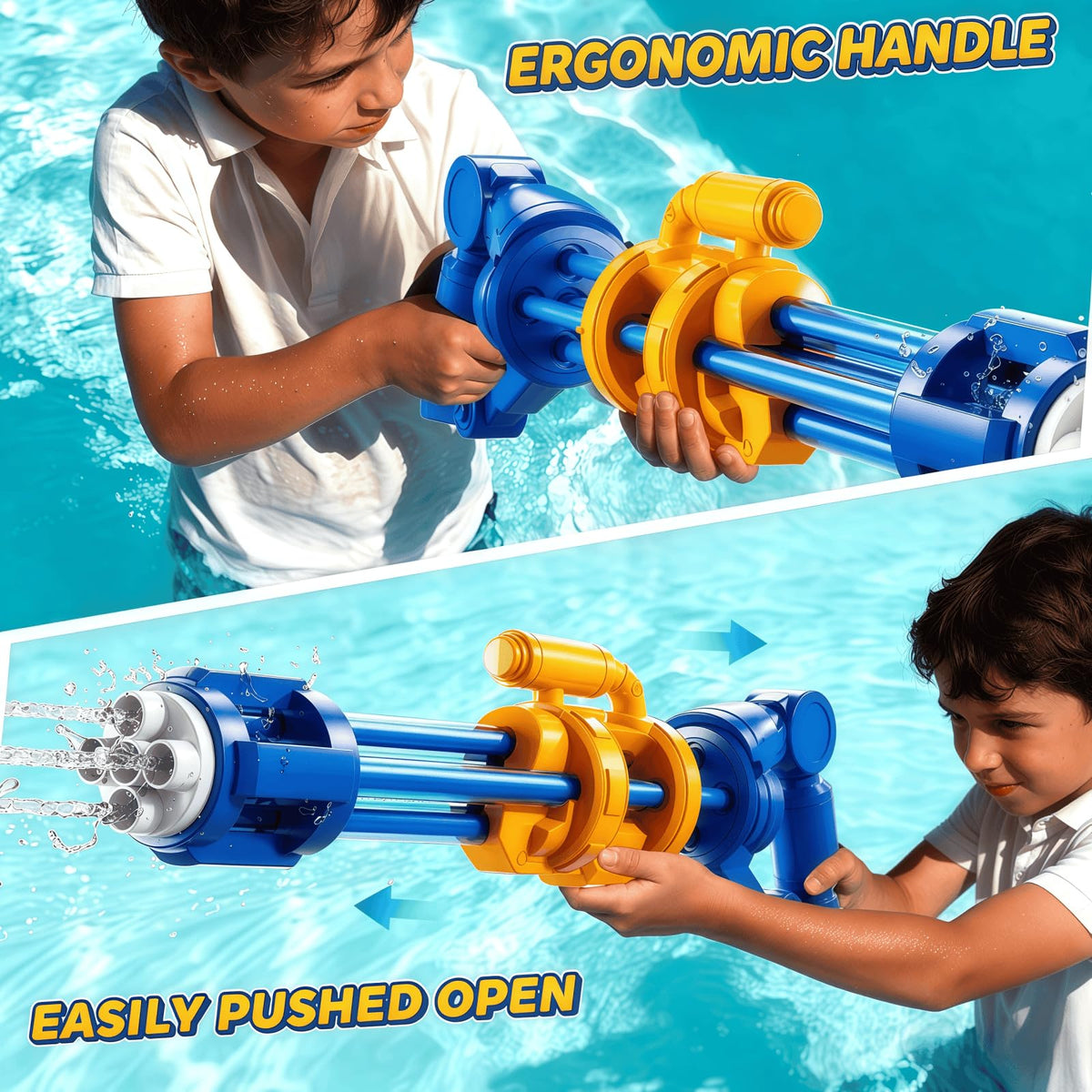 KIZONLY backyard pool play scene shows family-friendly water battles and laughter.