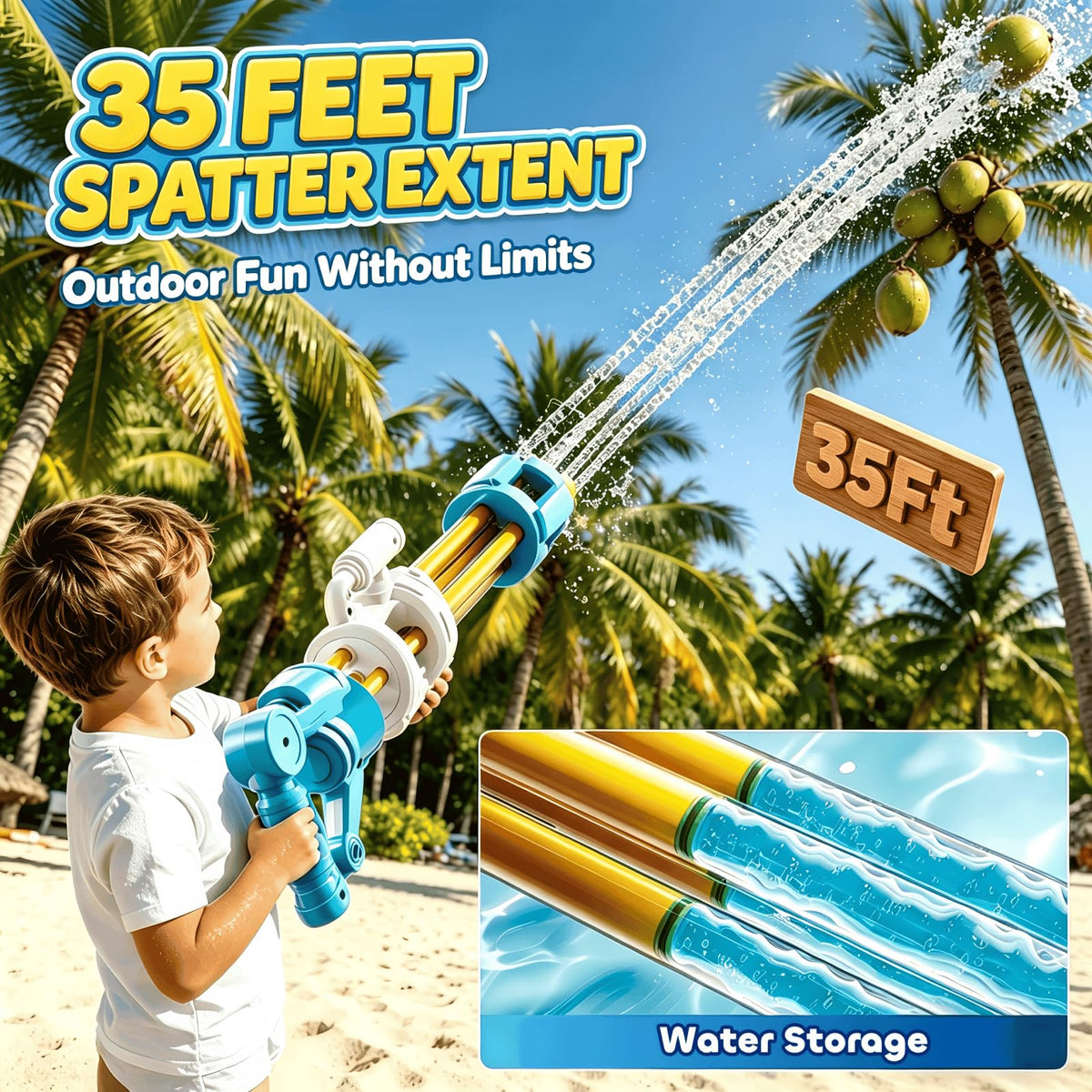 KIZONLY dual-nozzle action highlights enhanced splash play during lively backyard battles.