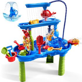 KIZONLY water table with three tiers supports cooperative play for toddlers.