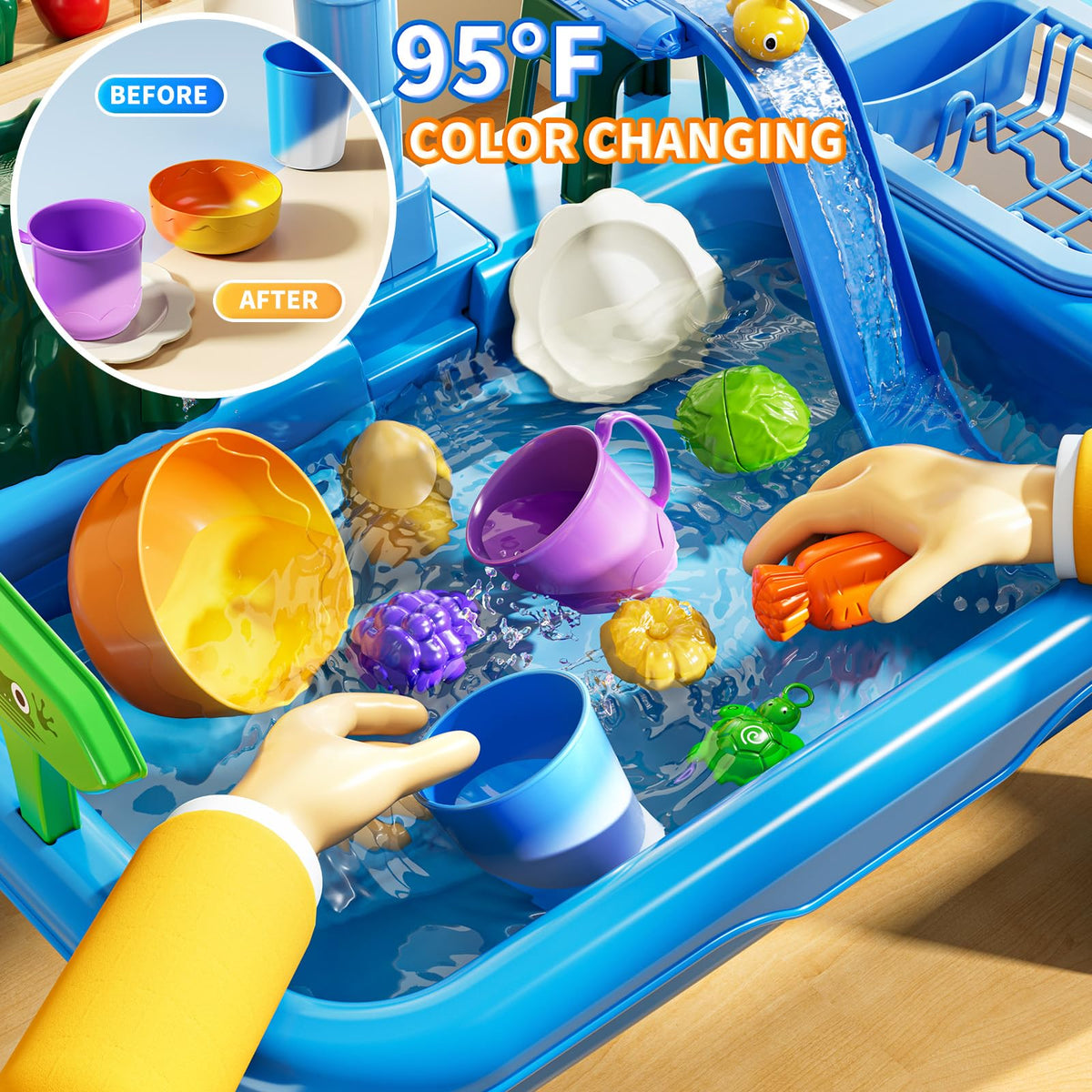 KIZONLY running water scene shows interactive play