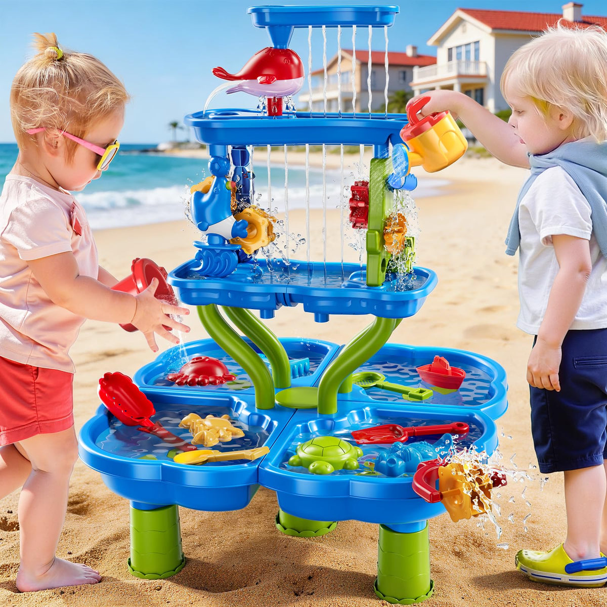 KIZONLY water table with sand play accessories enhances creative sand play.