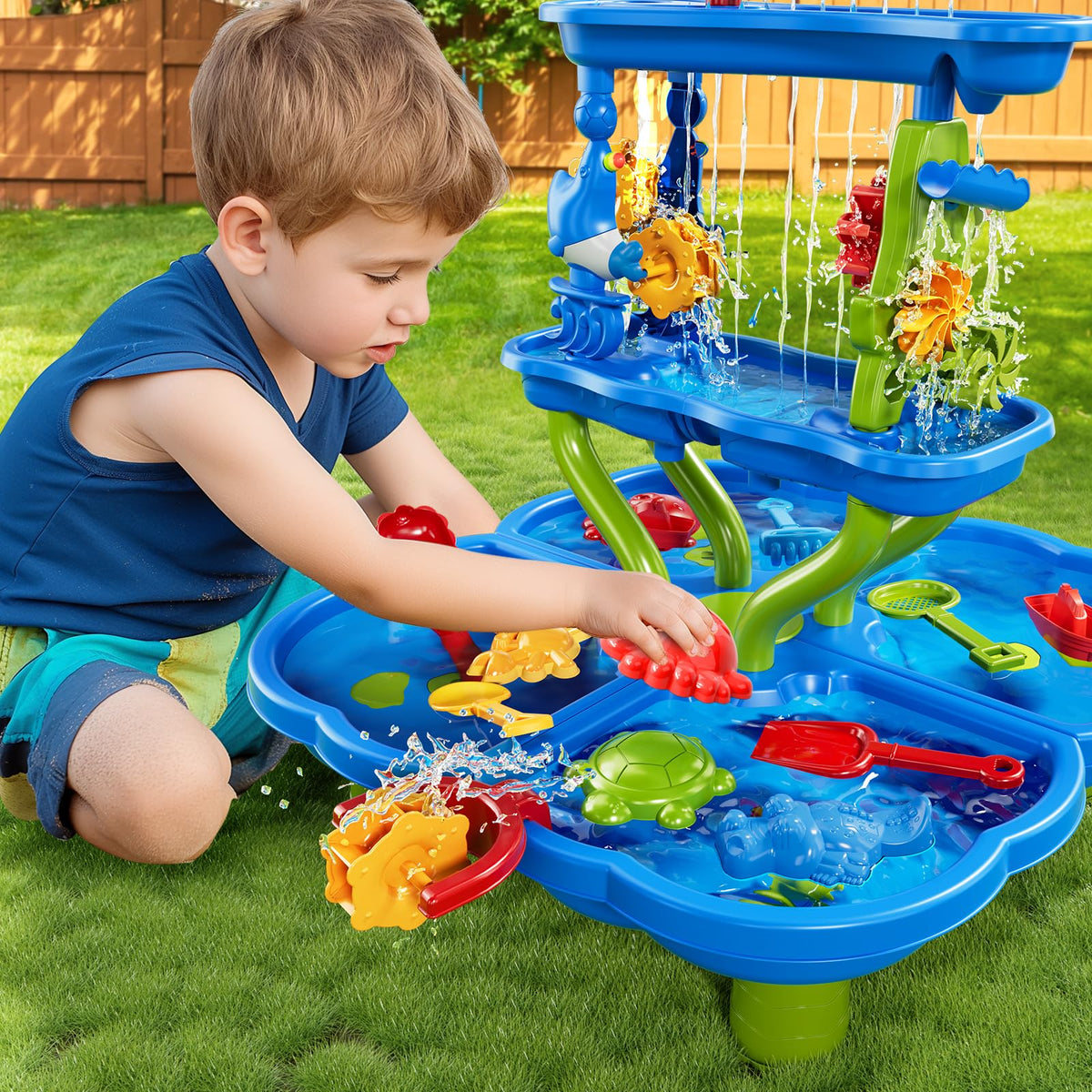 KIZONLY water table watermill accessory enhances flowing water play.