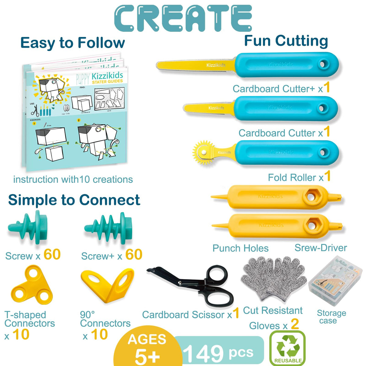 Kizzikids cutter with rounded tip supports safer crafting for young builders.