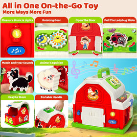 KIZZYEA barn door opening with a friendly farmer for imaginative play