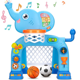 KIZZYEA elephant basketball hoop helps improve hand-eye coordination through shooting.