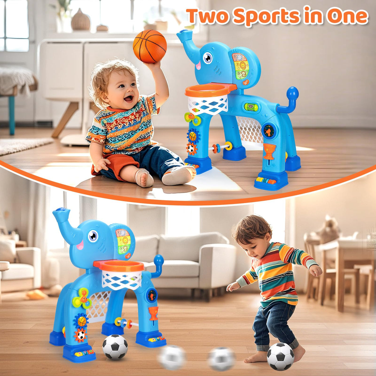 KIZZYEA elephant interactive buttons promote finger dexterity and exploration.